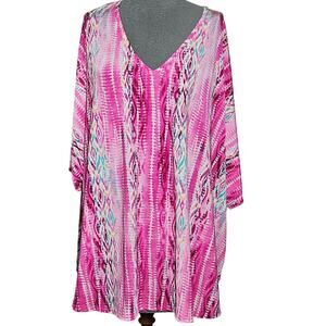 Oversized V Neck Short Sleeve Top Size Medium